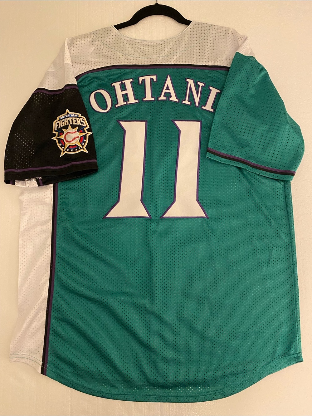 Hokkaido Men’s Nippon-Ham Green White Baseball Jersey 2016 Ohtani Size XL - Picture 7 of 7